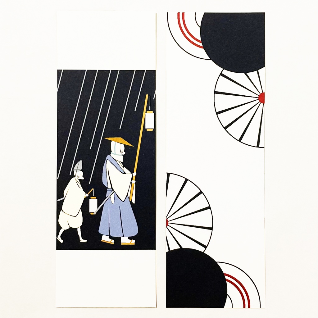 狐の嫁入り 栞 セット 雨 傘 しおり 読書 本 ブックマーカー 稲荷神社 御朱印 狛狐 狐面