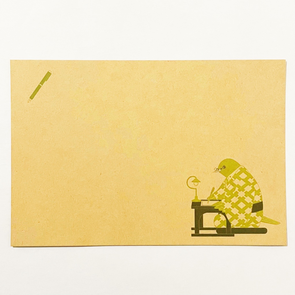 文豪目白原稿用紙 ポストカード5枚セット メジロ 鳥 動物 文豪 小説家 万年筆 着物