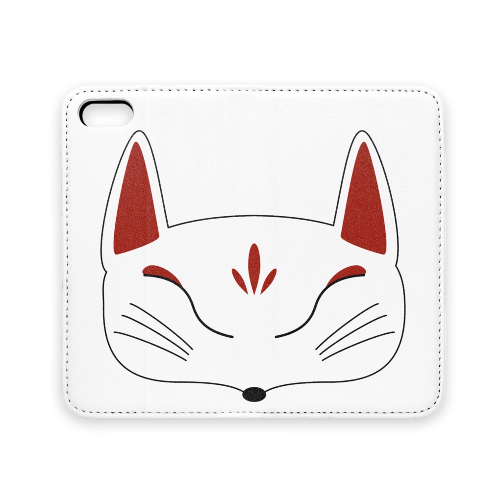 白狐面 手帳型iPhoneケース(ベルトなし)