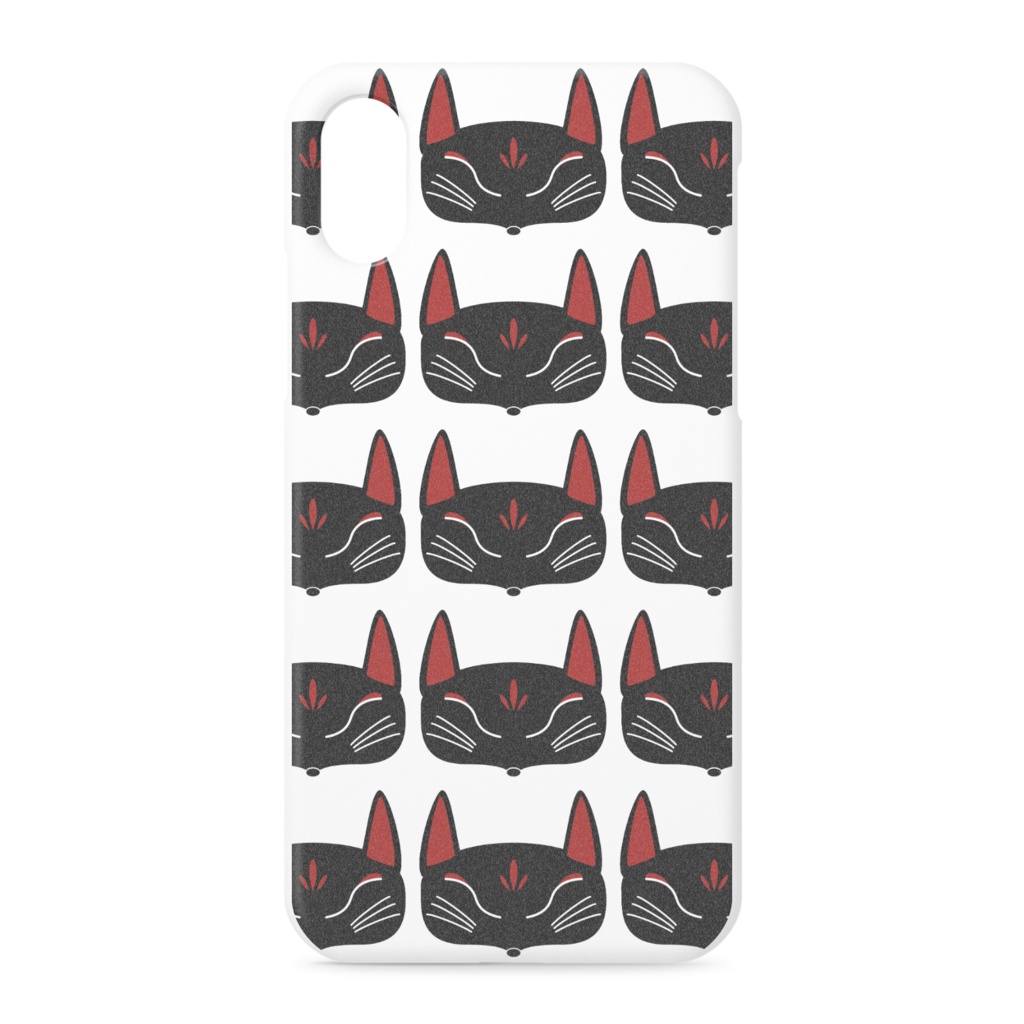 黒狐面 総柄 iPhoneケース