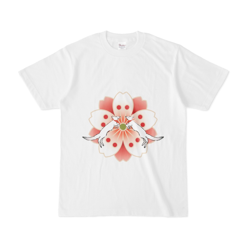 薄紅桜と狐の手毬唄 Tシャツ