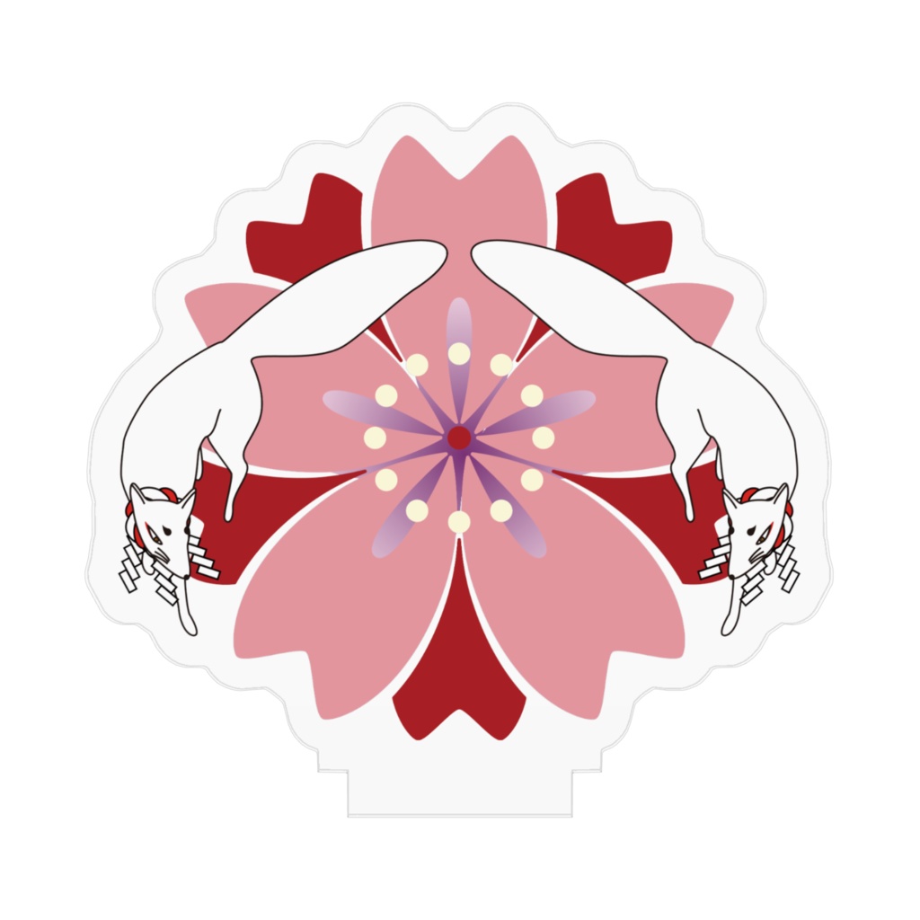 赤紅桜と屏風狐 アクリルフィギュア