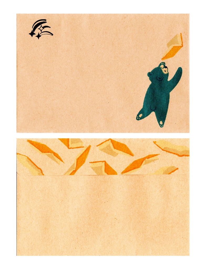 夜の読書会 金剛星 レターセット クマ 本 絵本 月 満月 三日月 星 読書 便せん 封筒 シール 手紙 動物 流れ星