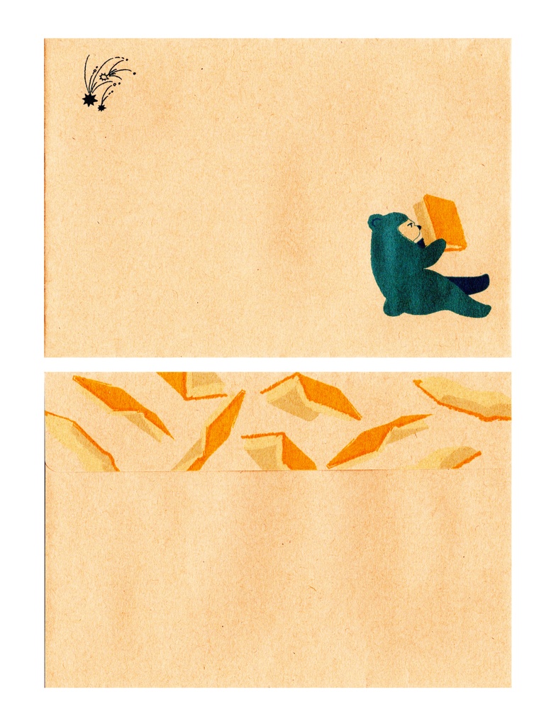 夜の読書会 糖花星 レターセット クマ 本 絵本 月 三日月 星 読書 便せん 封筒 シール 手紙 動物 流れ星