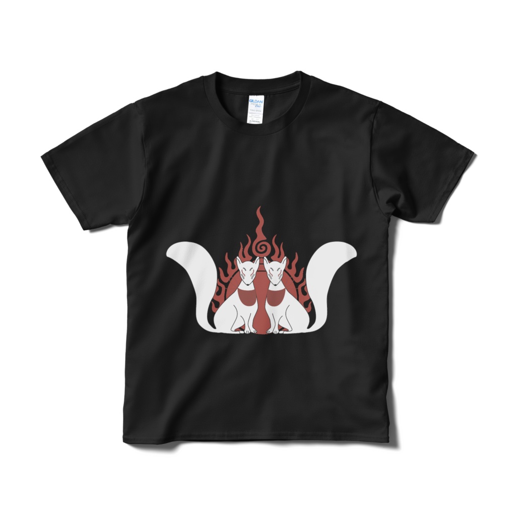 御札狐 Tシャツ(短納期) ブラック