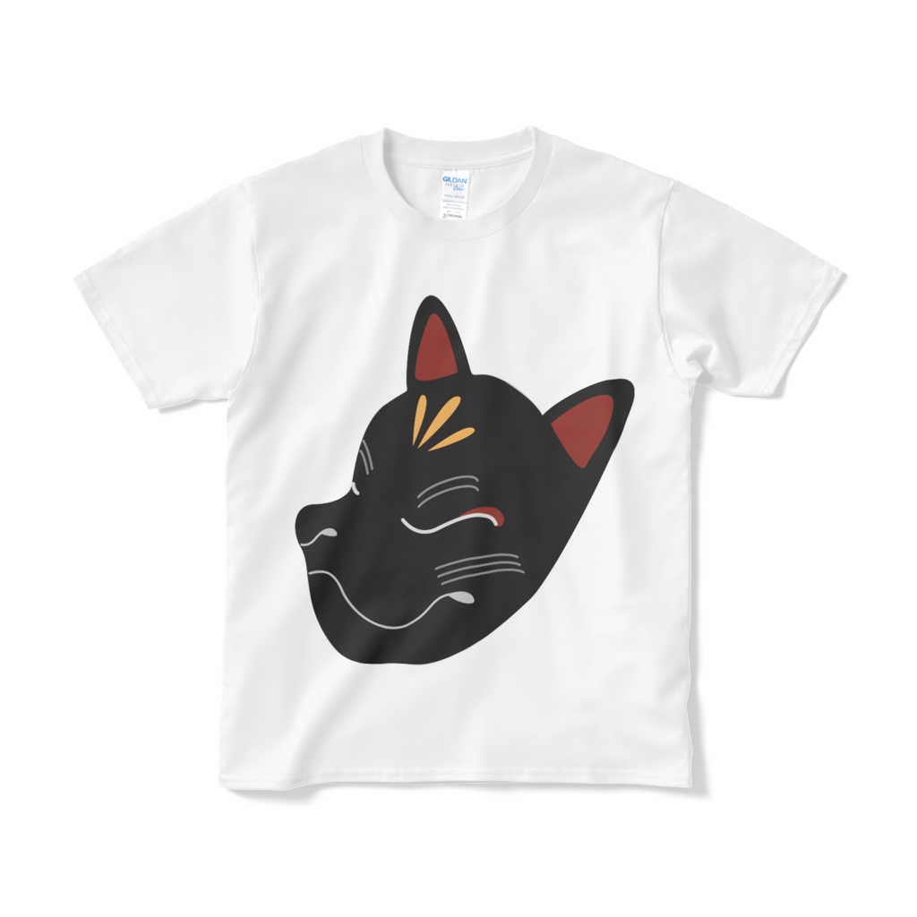 黒狐のお面 Tシャツ (短納期) ホワイト
