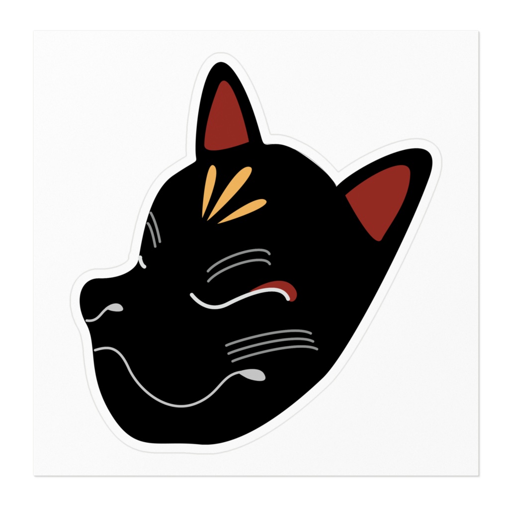 黒狐のお面 ステッカー