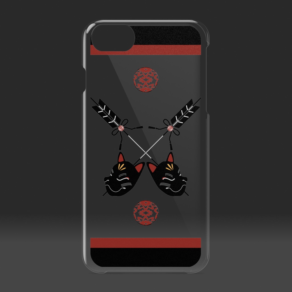 黒狐のお面 クリアiPhoneケース