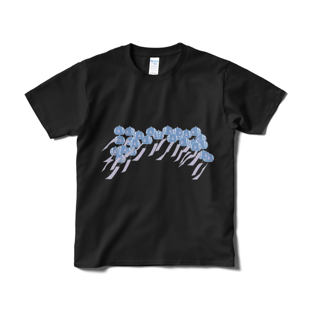 藍風鈴狐 Tシャツ(短納期) ブラック