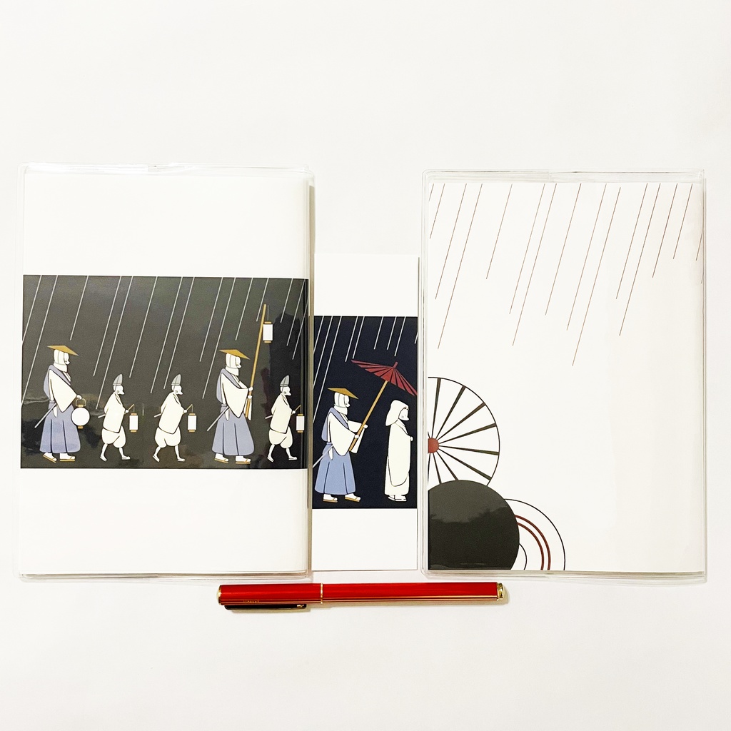 10月始まり 2023年 狐の嫁入り スケジュール手帳 イラストカバー2枚 栞付き B6 全64ページ 狛狐 狐面