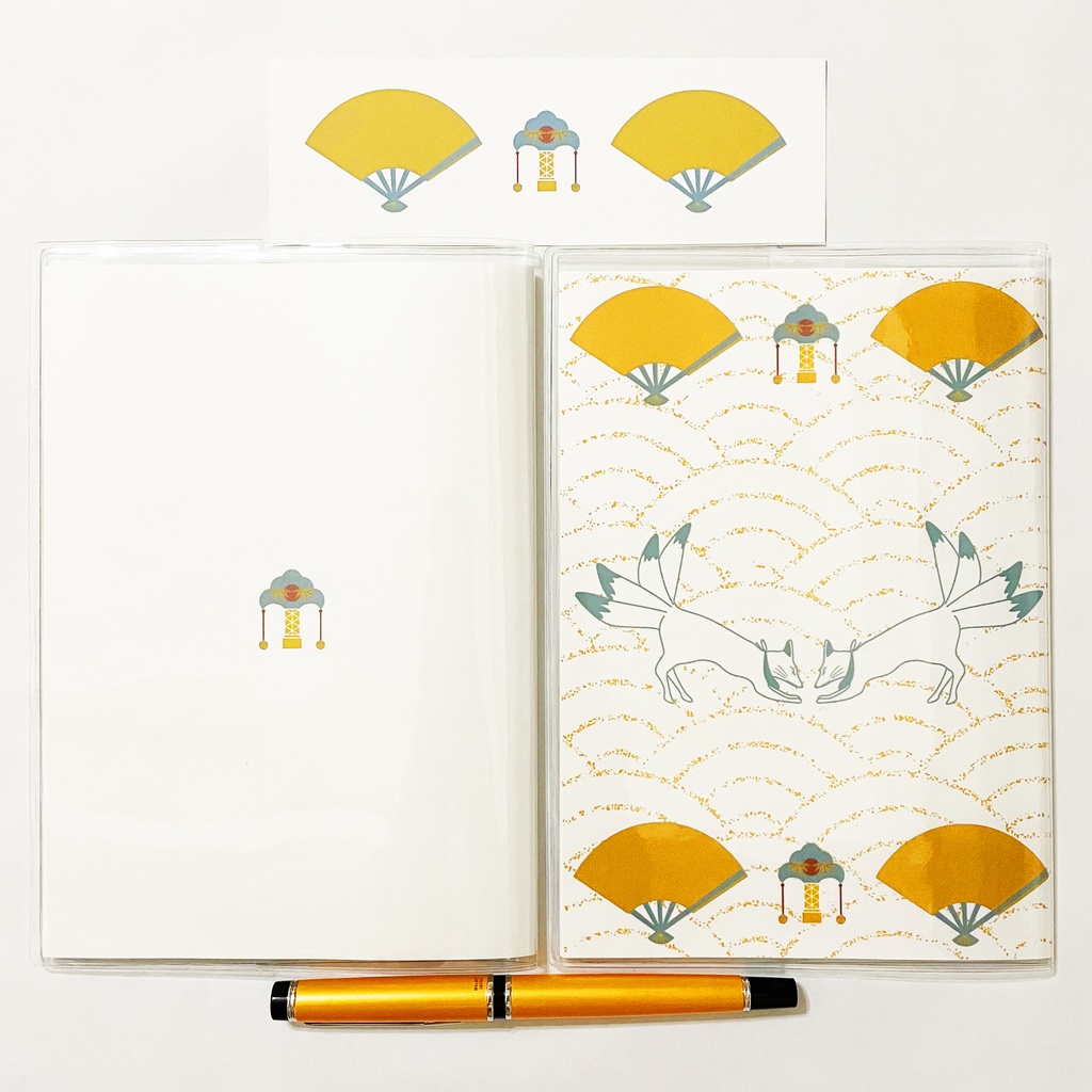 10月始まり 2023年 投扇興天狐 スケジュール手帳 イラストカバー2枚 栞付き B6 全64ページ 狐の嫁入り 狛狐