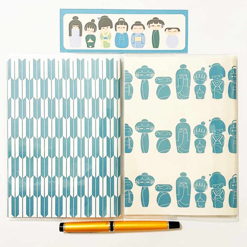 3月始まり 2023年 青こけし スケジュール手帳 イラストカバー2枚 栞付き B6 全64ページ レトロ 4月始まり