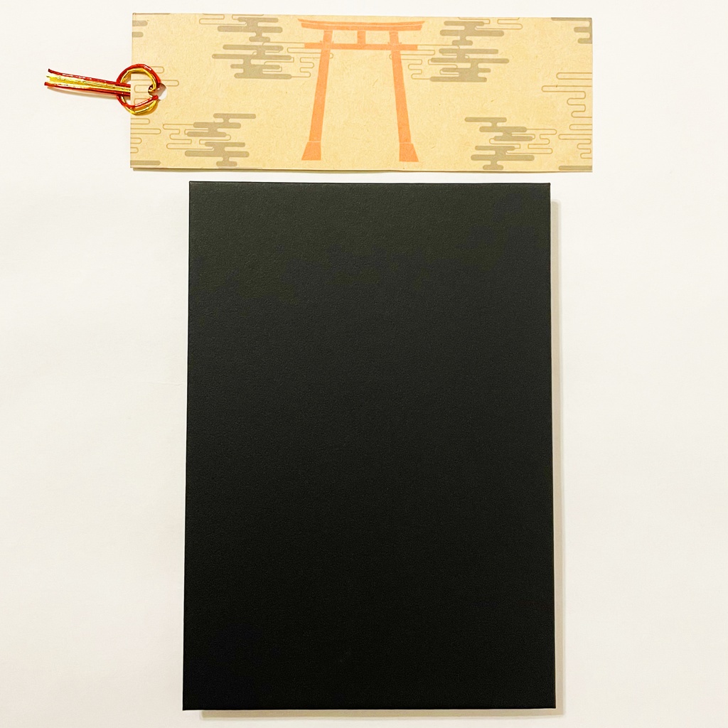 狐の手毬唄 御朱印帳 ビニールカバー 栞付き 水引 イラスト 全20ページ 狐の嫁入り 狛狐 狐面 ジャバラ製本