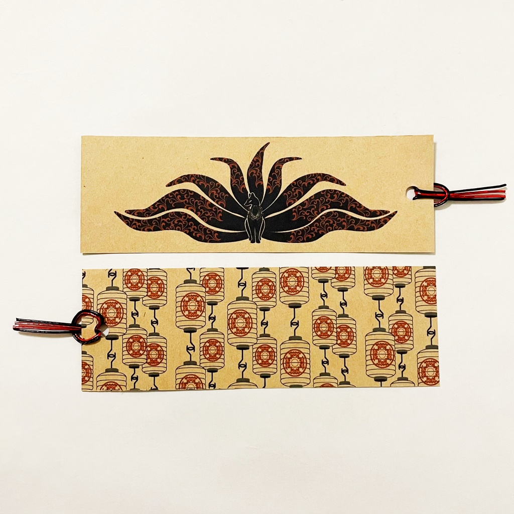 黒九尾の狐火 御朱印帳 ビニールカバー 栞付き 水引 イラスト 全20ページ 狐の嫁入り 狛狐 狐面 ジャバラ製本