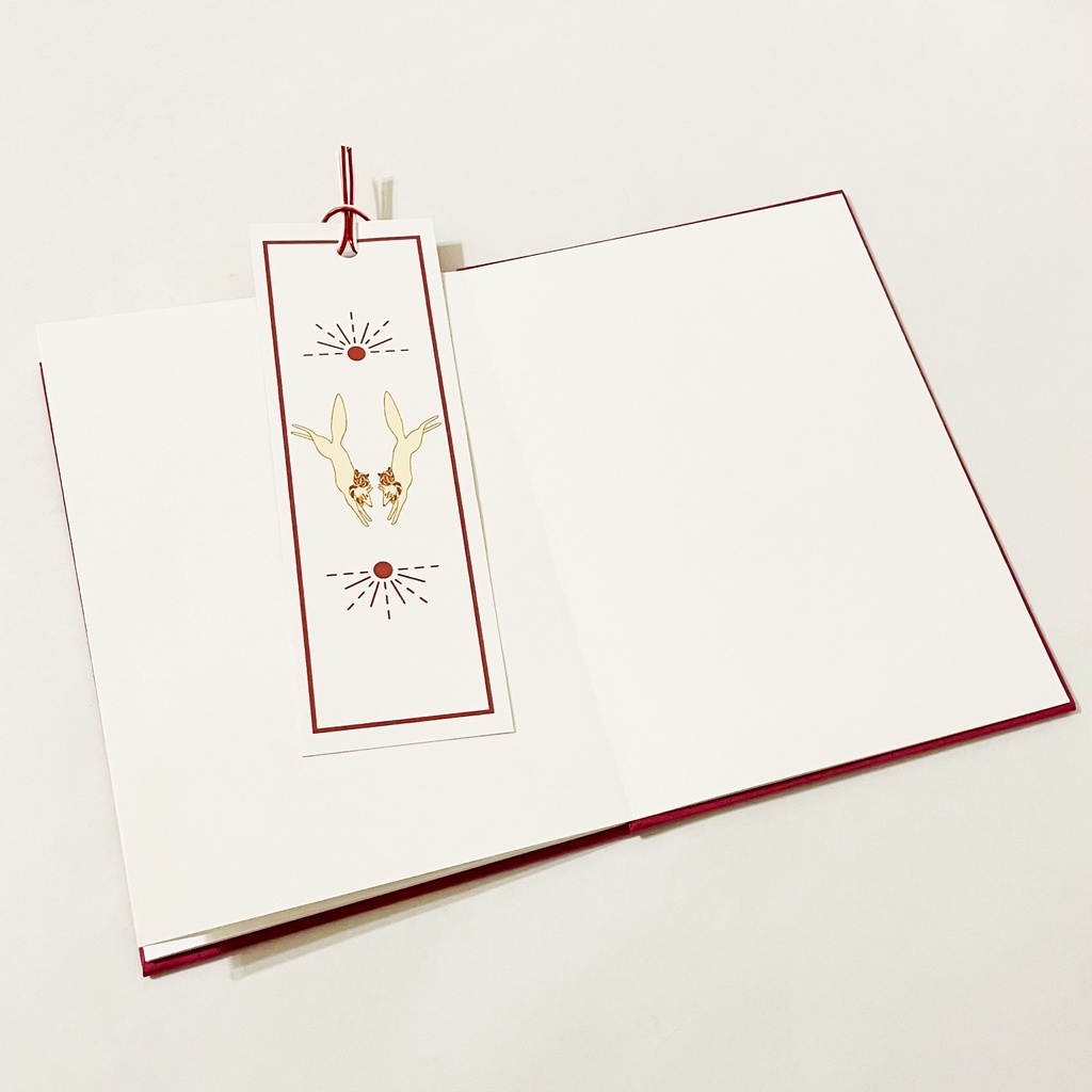 日の出狛狐 御朱印帳 ビニールカバー 栞付き 水引 イラスト 全20ページ 狐の嫁入り 狛狐 狐面 ジャバラ製本