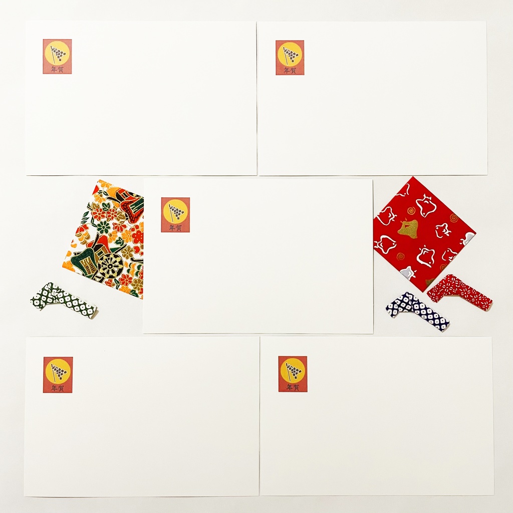 2024 神主狛狐 年賀状5枚セット お正月 新年 辰年 謹賀新年 賀正 迎春 日本 和 ポストカード 十二支