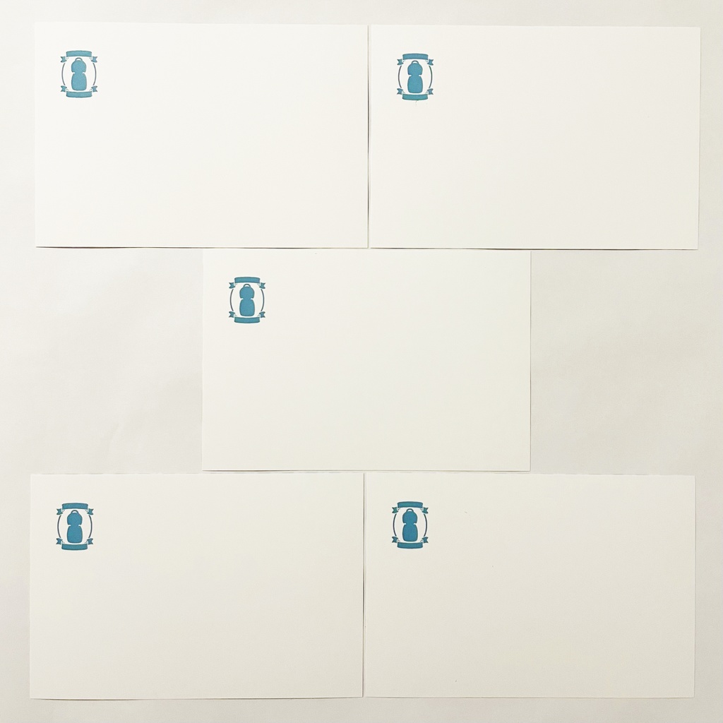 2024 青こけし 寒中お見舞い5枚セット 雪 新年 辰年 龍 竜 和 ポストカード