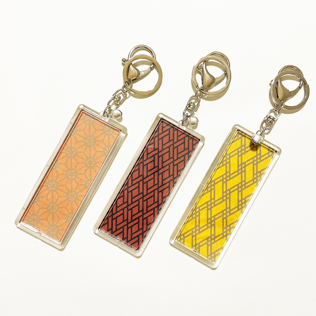 狐の手毬唄 キーホルダー 四角タイプ リング 鈴 2way ストラップ 狐の嫁入り 狐面 狛狐