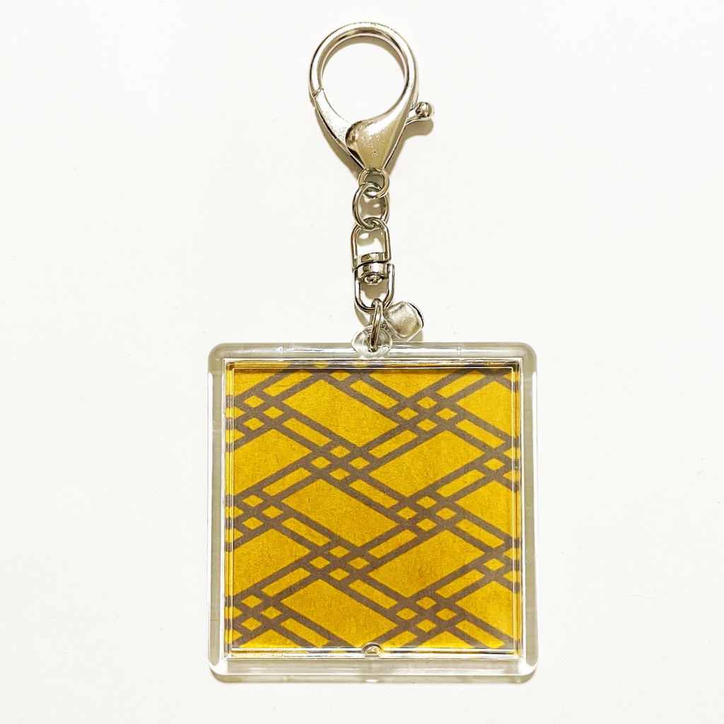 黒狛狐と穂波 キーホルダー 四角タイプ リング 鈴 2way ストラップ 狐の嫁入り 狐面 狛狐