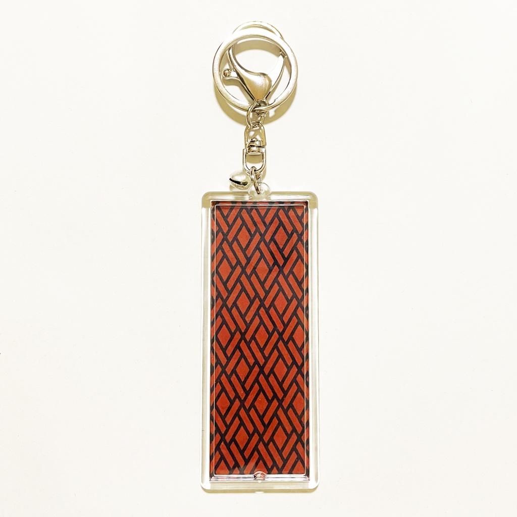 黒九尾の狐火 キーホルダー 横長タイプ リング 鈴 2way ストラップ 狐の嫁入り 狐面 狛狐