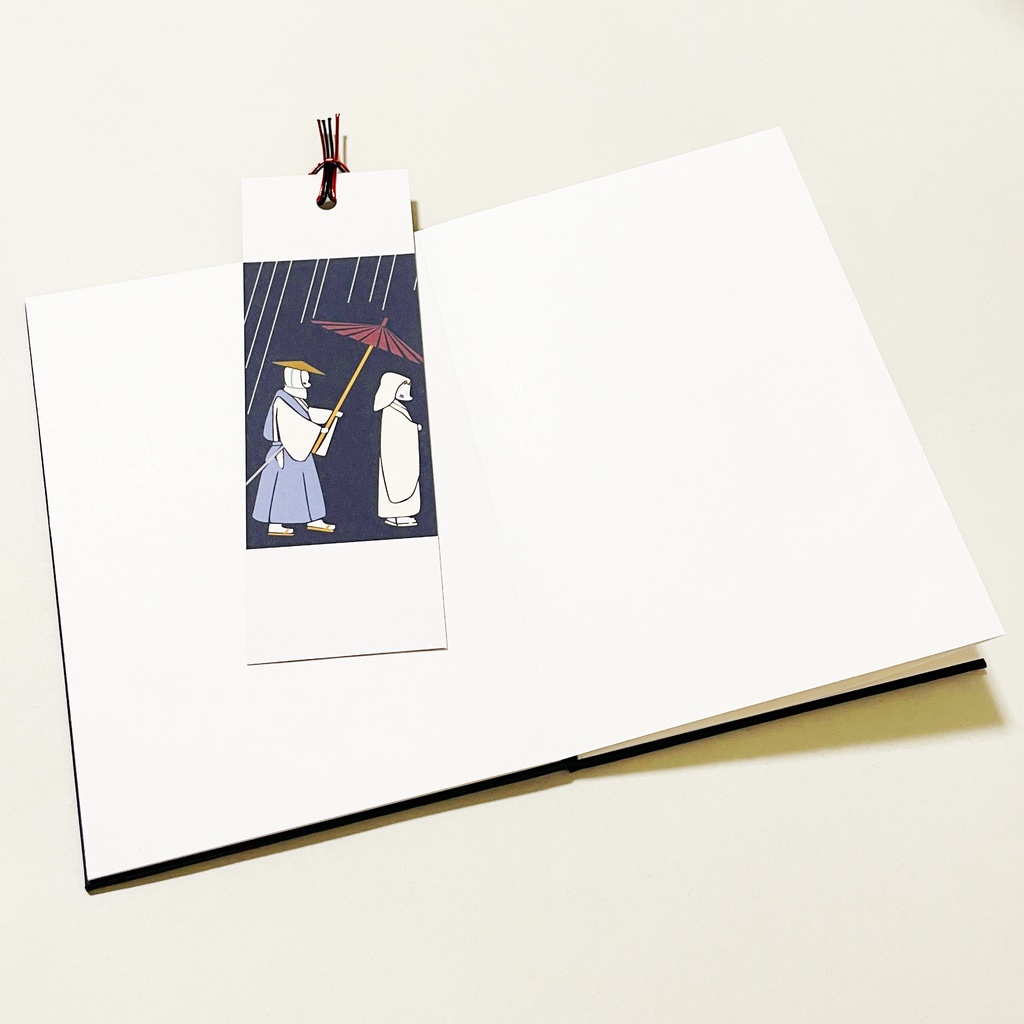 狐の嫁入り 御朱印帳 ビニールカバー 栞付き 水引 イラスト 全20ページ 狛狐 狐面 ジャバラ製本