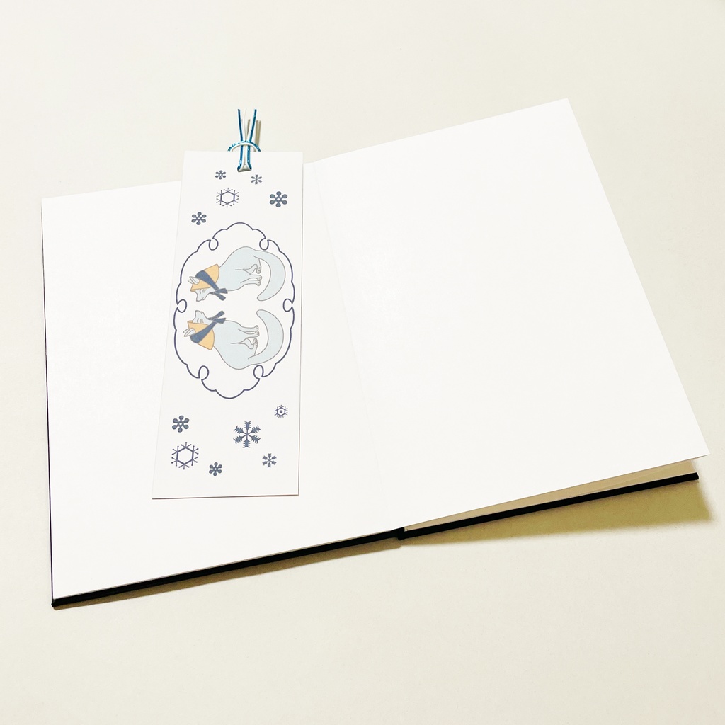 雪笠狛狐 御朱印帳 ビニールカバー 栞付き 水引 イラスト 全20ページ 狐の嫁入り 狛狐 狐面 ジャバラ製本