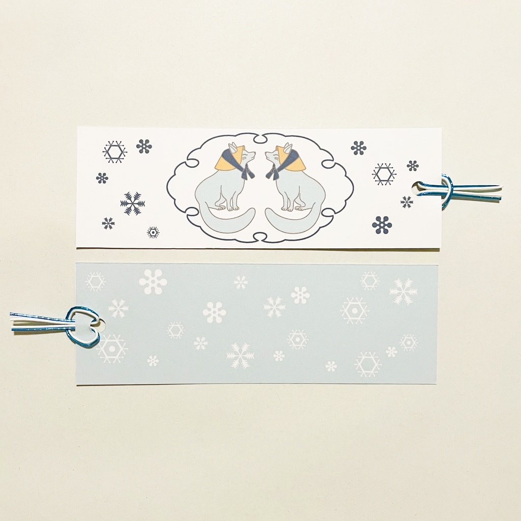 雪笠狛狐 御朱印帳 ビニールカバー 栞付き 水引 イラスト 全20ページ 狐の嫁入り 狛狐 狐面 ジャバラ製本