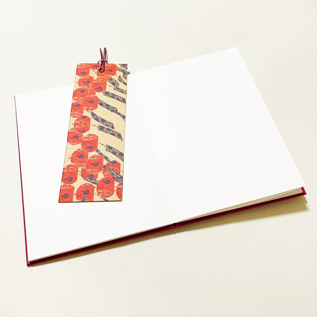 紅風鈴狐 御朱印帳 ビニールカバー 栞付き 水引 イラスト 全20ページ 狐の嫁入り 狐面 ジャバラ製本