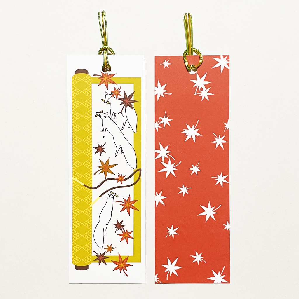 巻物狛狐 御朱印帳 ビニールカバー 栞付き 水引 イラスト 全20ページ 狐の嫁入り 狛狐 狐面 ジャバラ製本