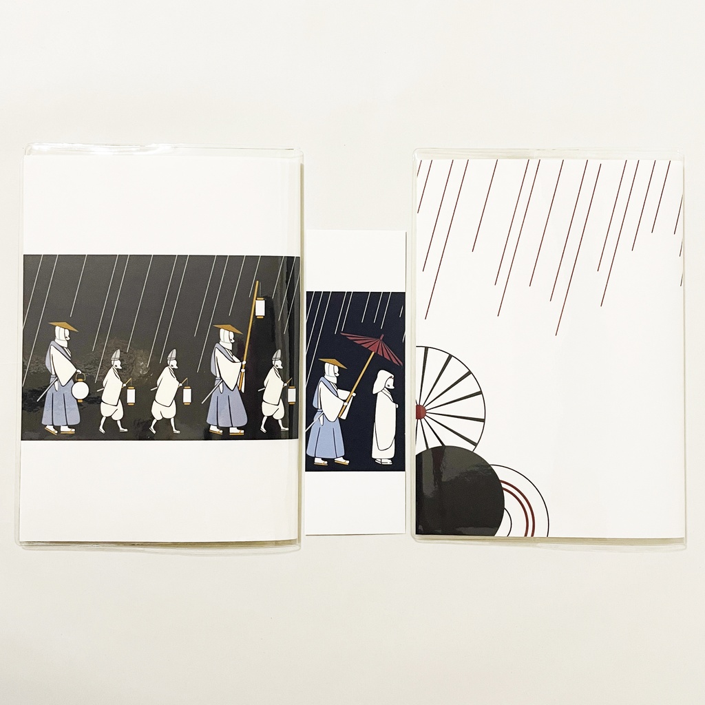 10月始まり 2025年 狐の嫁入り スケジュール手帳 イラストカバー2枚 栞付き B6 全48ページ 巳年 狐の嫁入り 狛狐 狐面