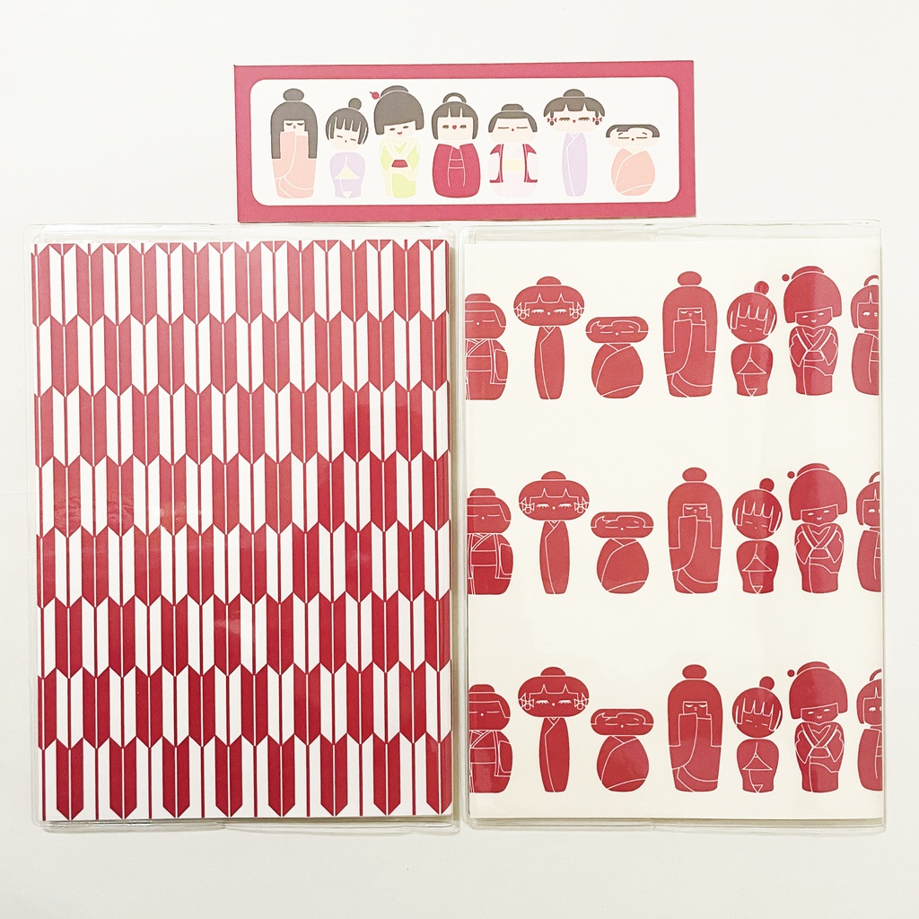 10月始まり 2025年 赤こけし スケジュール手帳 イラストカバー2枚 栞付き B6 全48ページ 巳年 昭和 レトロ