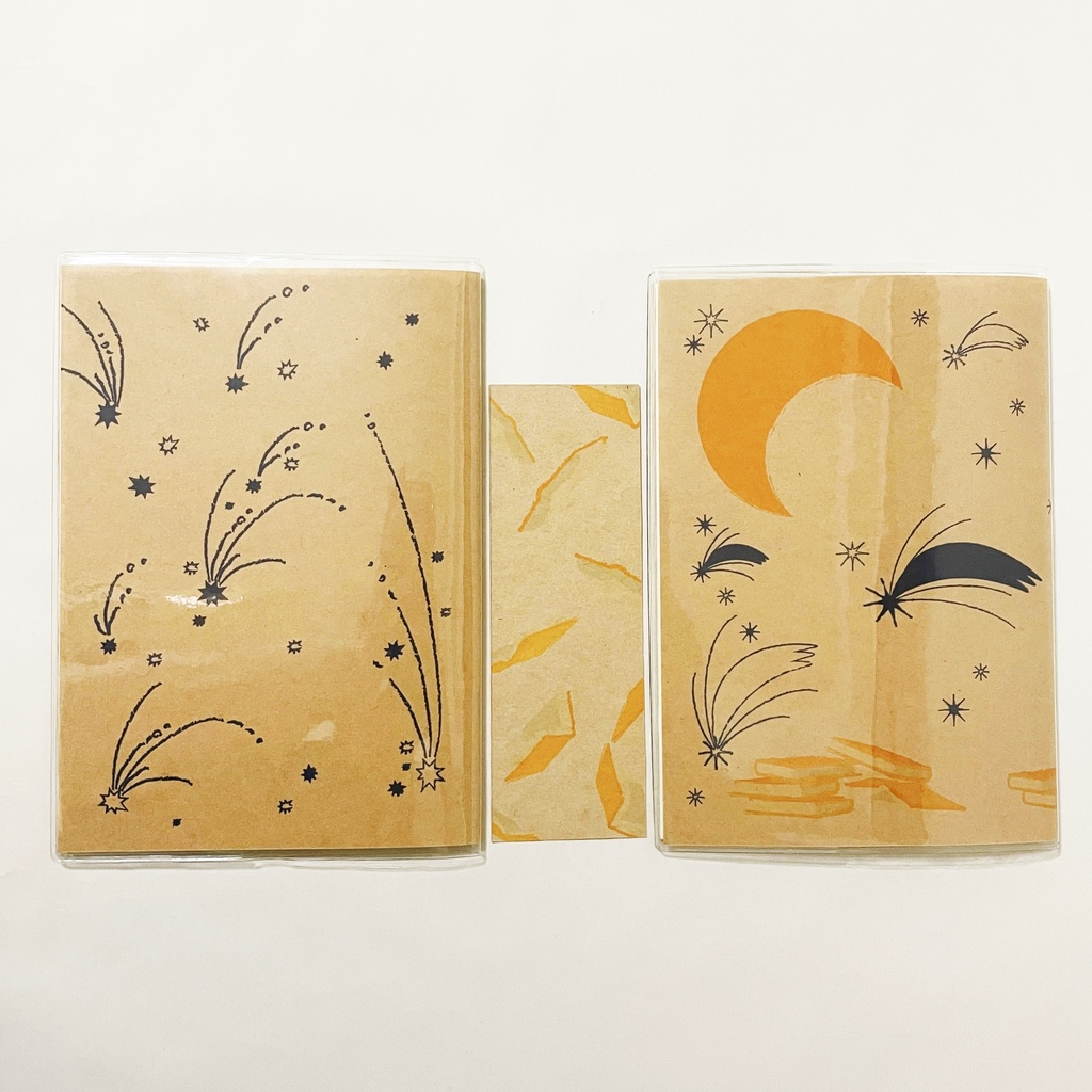 10月始まり 2025年 夜の読書会 糖花星紺箒星 スケジュール手帳 イラストカバー2枚 栞付き B6 全48ページ 巳年 クマ 月 流れ星