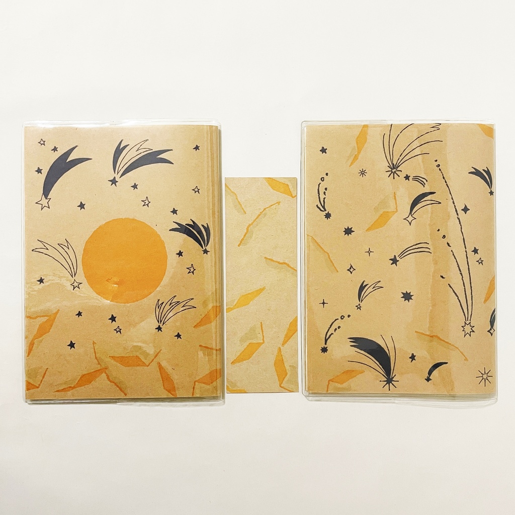 10月始まり 2025年 夜の読書会 羽根星 スケジュール手帳 イラストカバー2枚 栞付き B6 全48ページ 巳年 クマ 月 流れ星