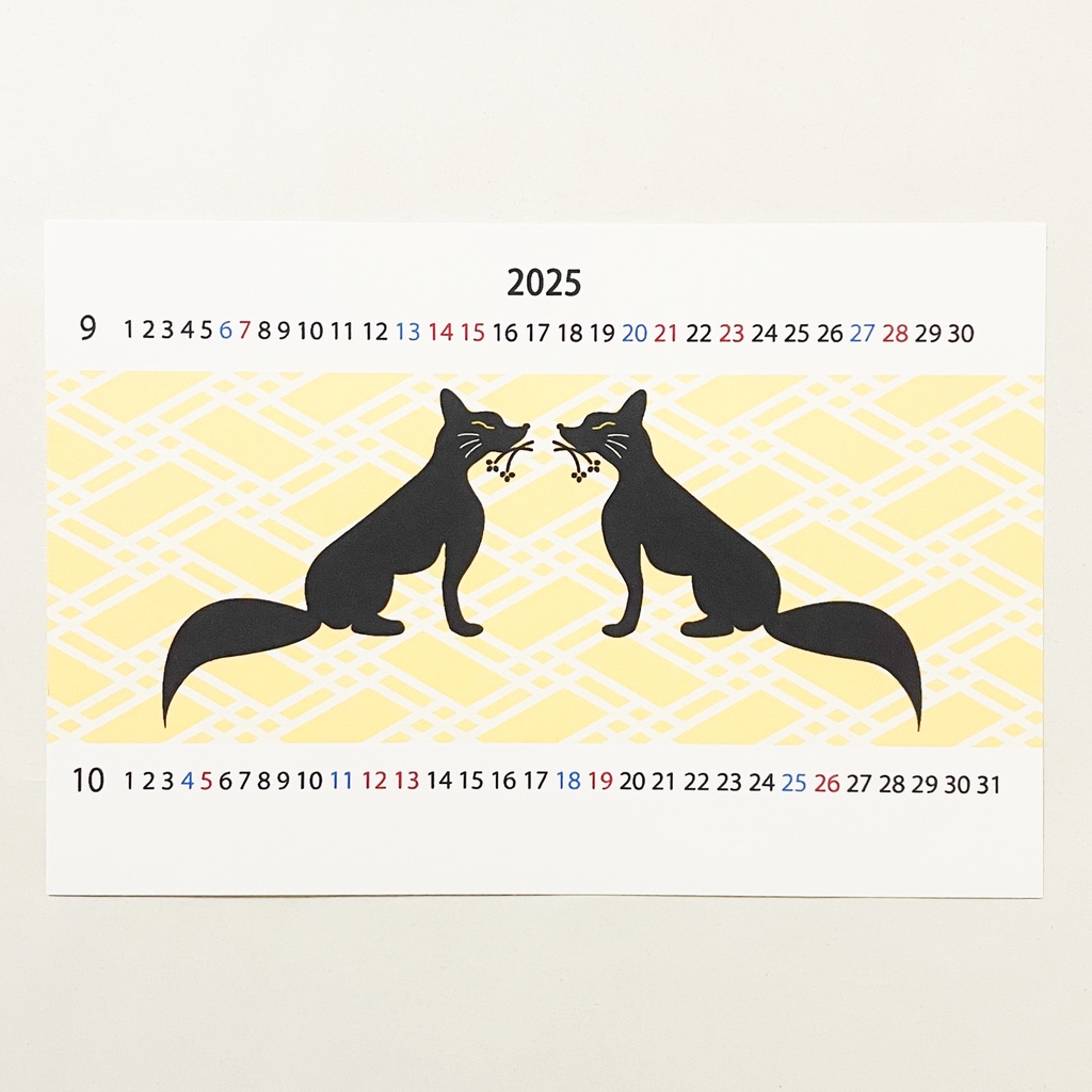 2025年 和狐 カレンダー 狐の嫁入り 狐面 狛狐 九尾 天狐 手帳 年賀状 正月 新年 巳年