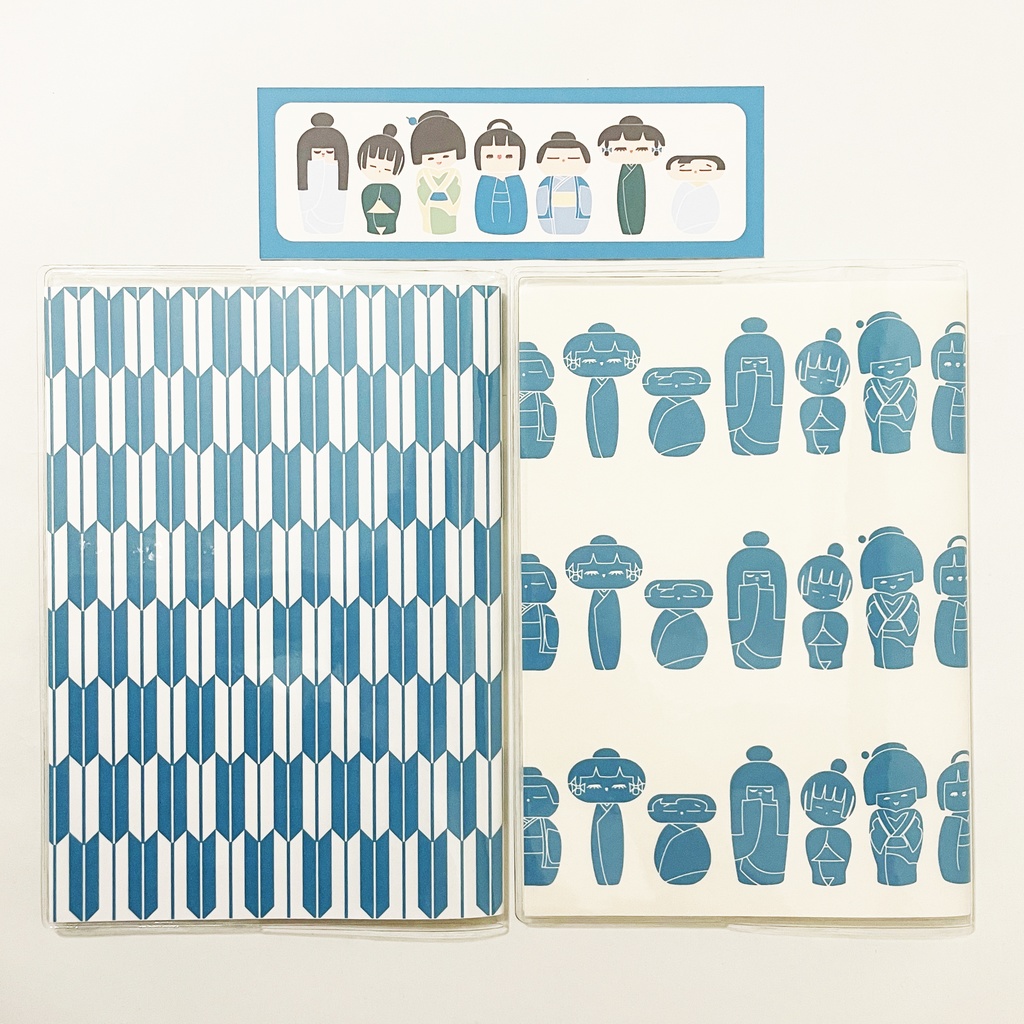 4月始まり 2025年 青こけし スケジュール手帳 イラストカバー2枚 栞付き B6 全48ページ 巳年 昭和 レトロ