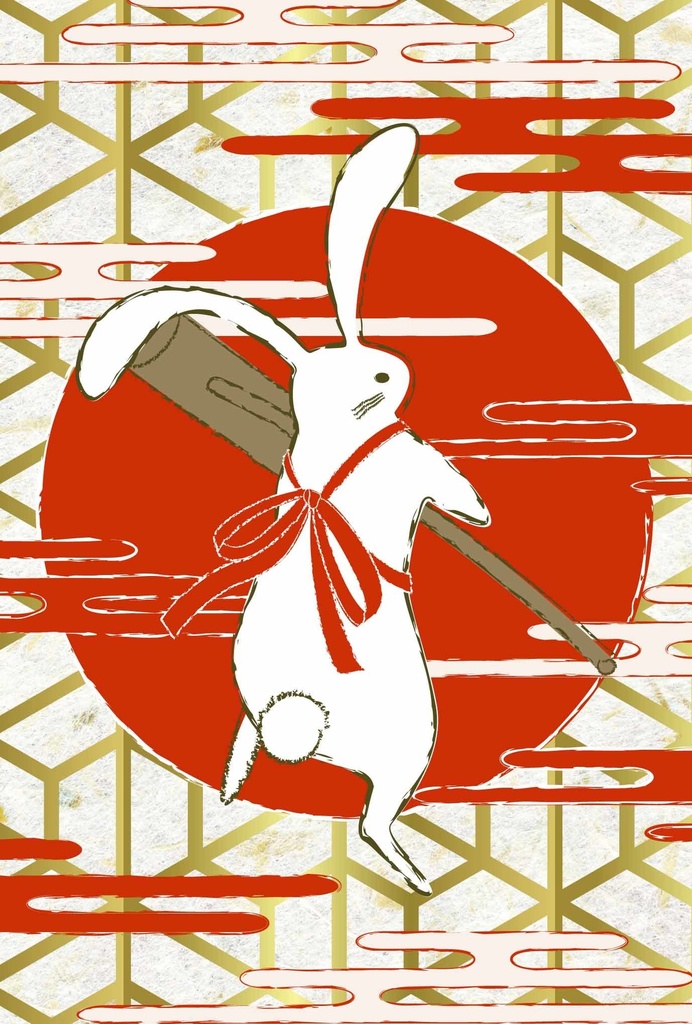 月見兎 ポストカード6枚セット 餅つき 満月 動物 浮世絵 日本 和