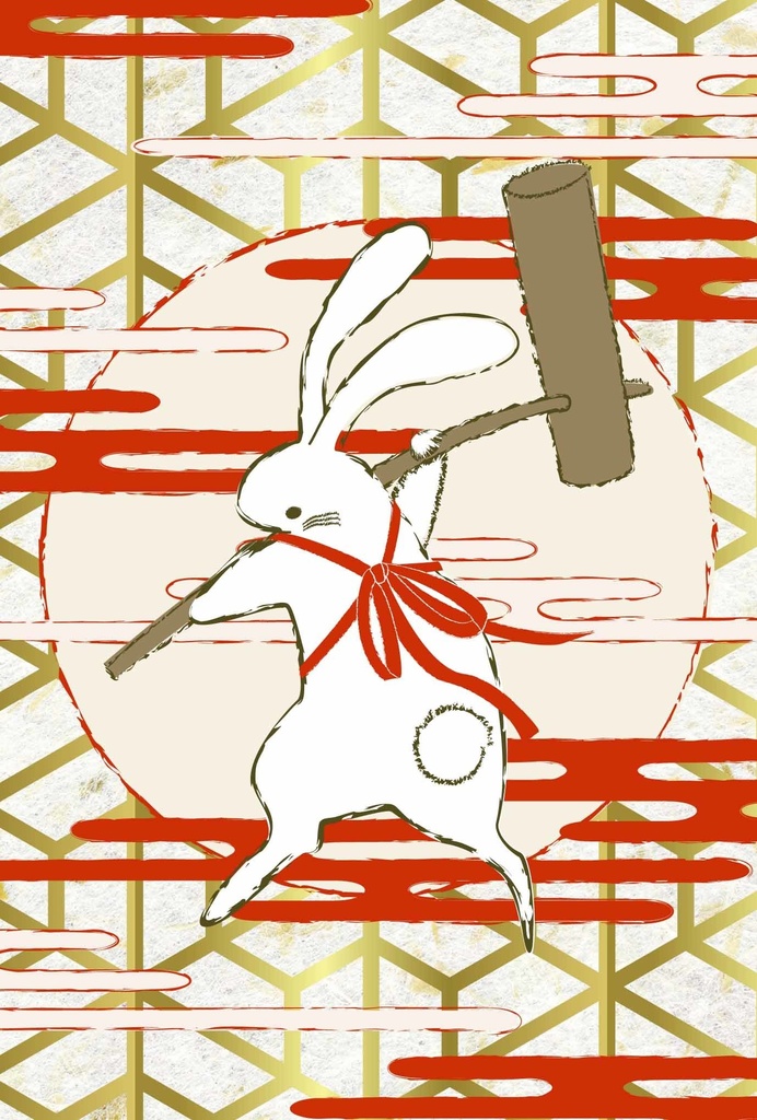 月見兎 ポストカード5枚セット 餅つき 満月 動物 浮世絵 日本 和