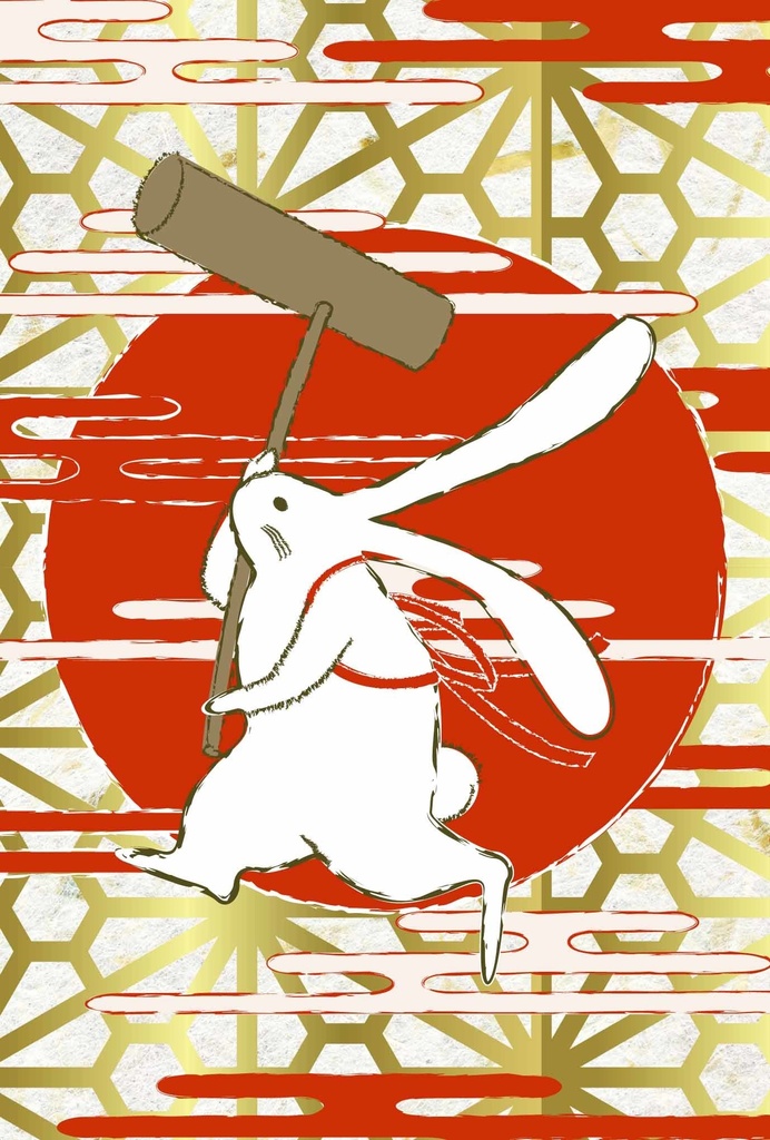 月見兎 ポストカード5枚セット 餅つき 満月 動物 浮世絵 日本 和