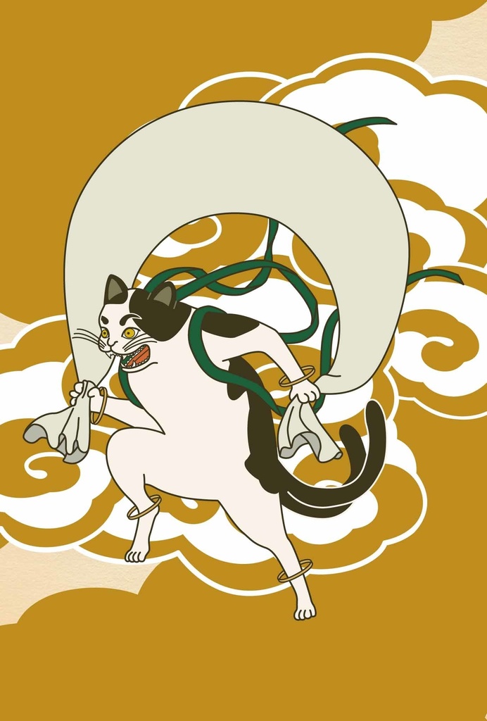 風神雷神猫又 ポストカード6枚セット 猫 動物 浮世絵 日本 和 妖怪