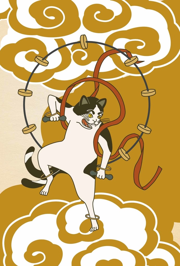 風神雷神猫又 ポストカード6枚セット 猫 動物 浮世絵 日本 和 妖怪