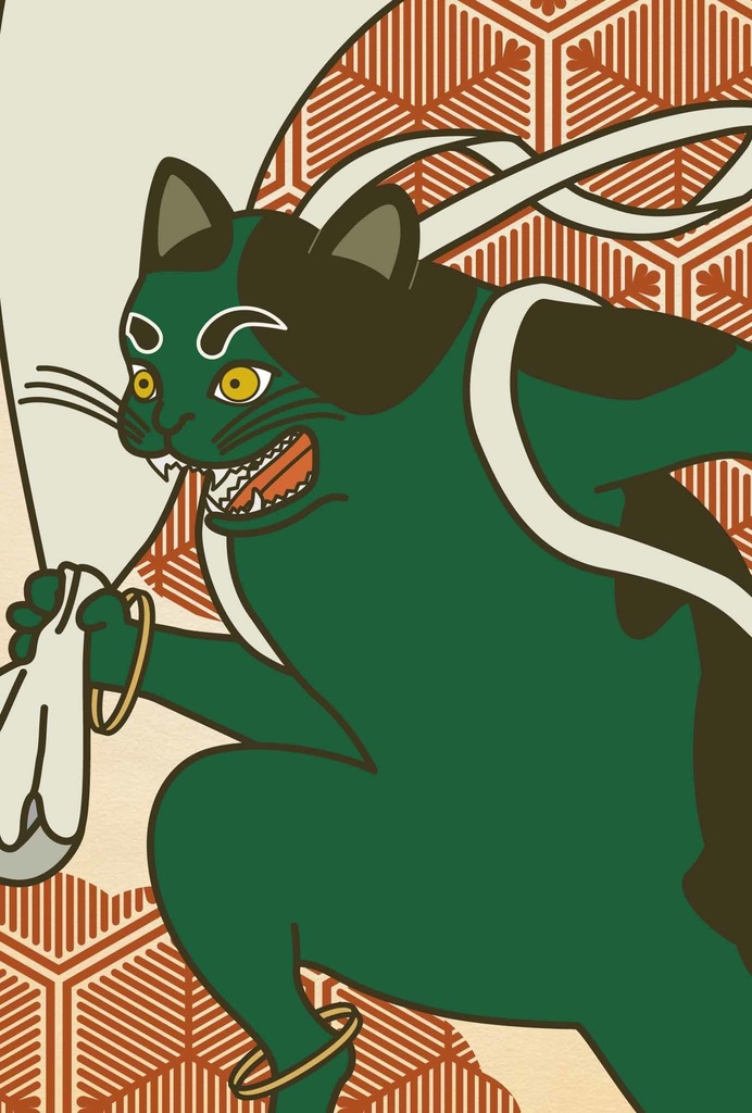 風神雷神猫又 ポストカード5枚セット 猫 動物 浮世絵 日本 和 妖怪