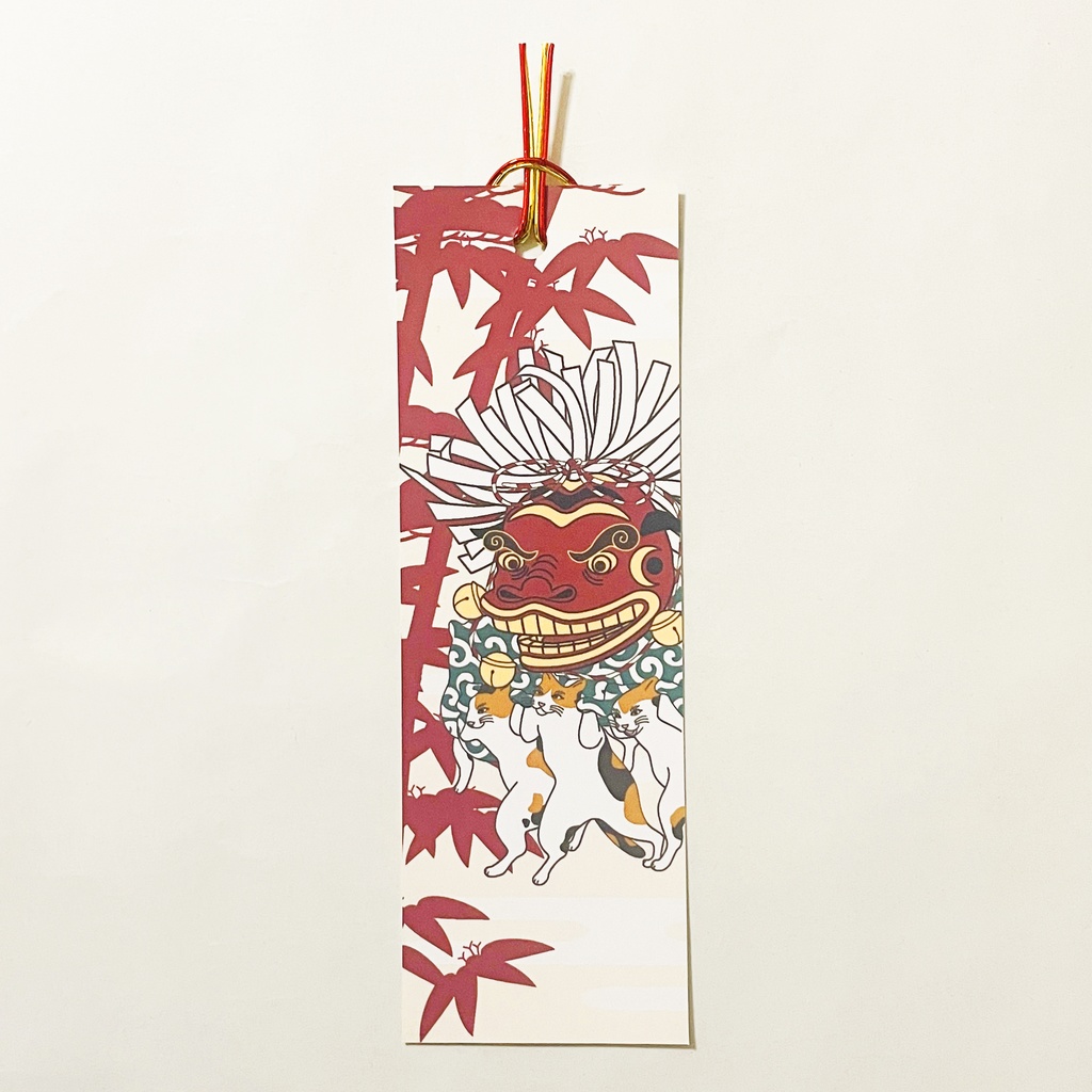 三毛猫の獅子舞遊び 栞 セット しおり 水引 読書 本 日本 和 ねこ