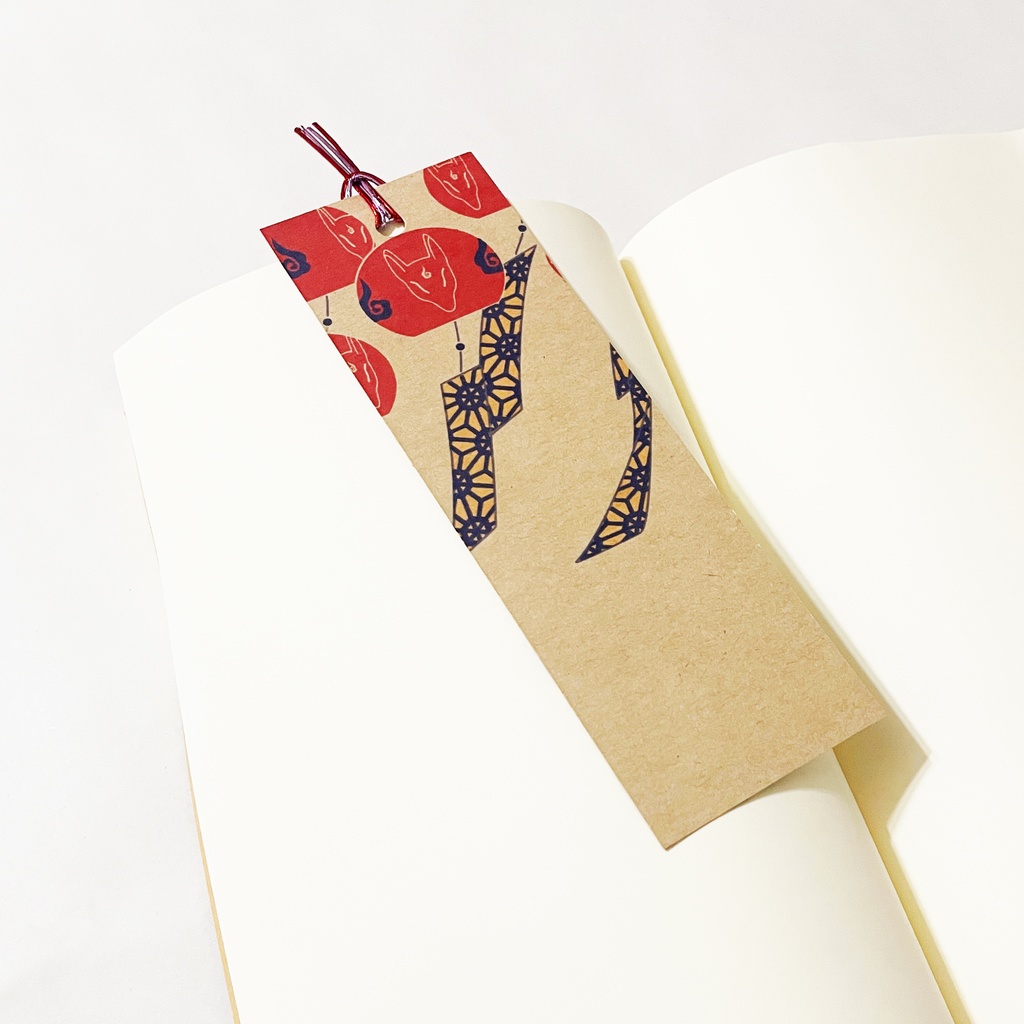 紅風鈴狐 栞 セット しおり 水引 読書 本 日本 和 狐の嫁入り 狛狐