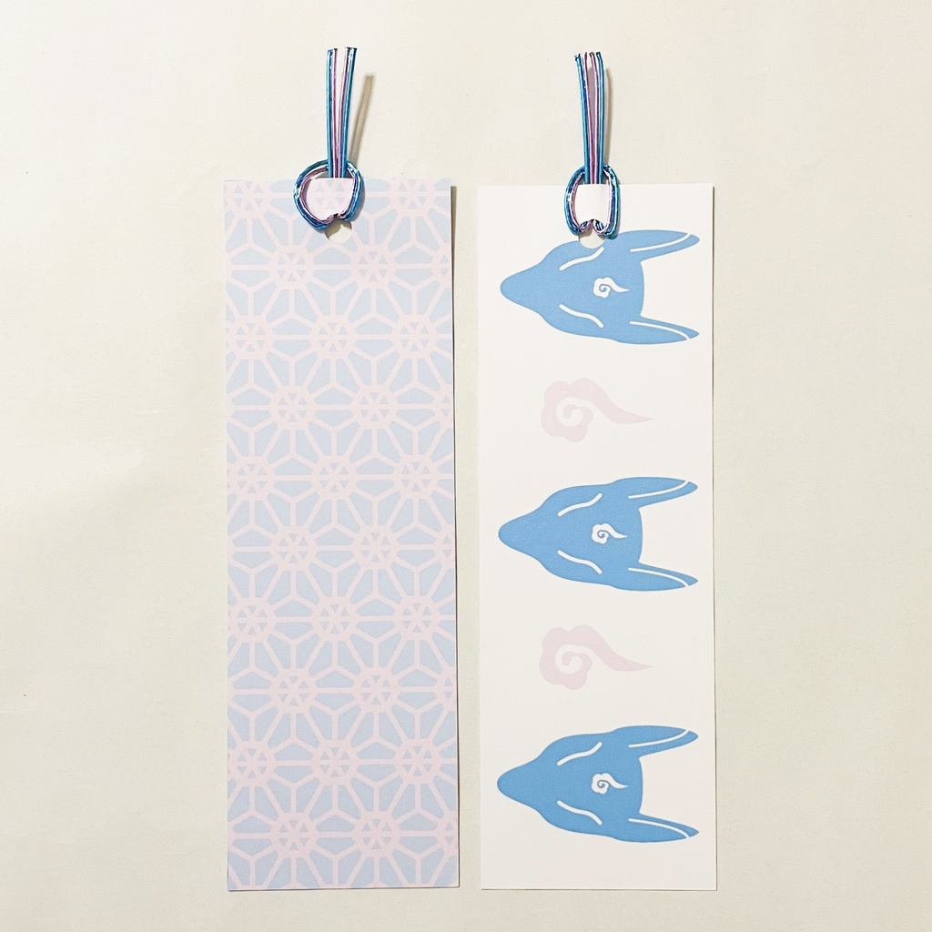 藍風鈴狐 栞 セット しおり 水引 読書 本 日本 和 狐の嫁入り 狛狐