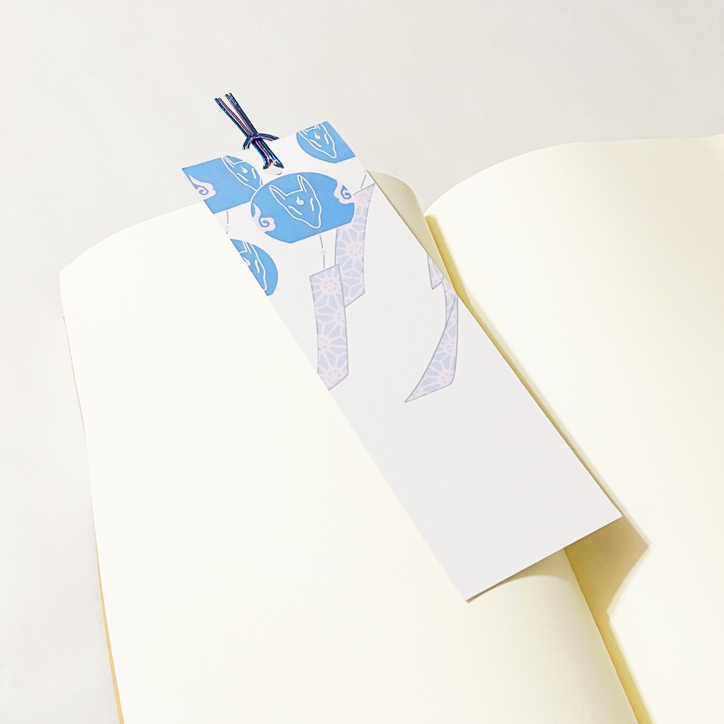 藍風鈴狐 栞 セット しおり 水引 読書 本 日本 和 狐の嫁入り 狛狐