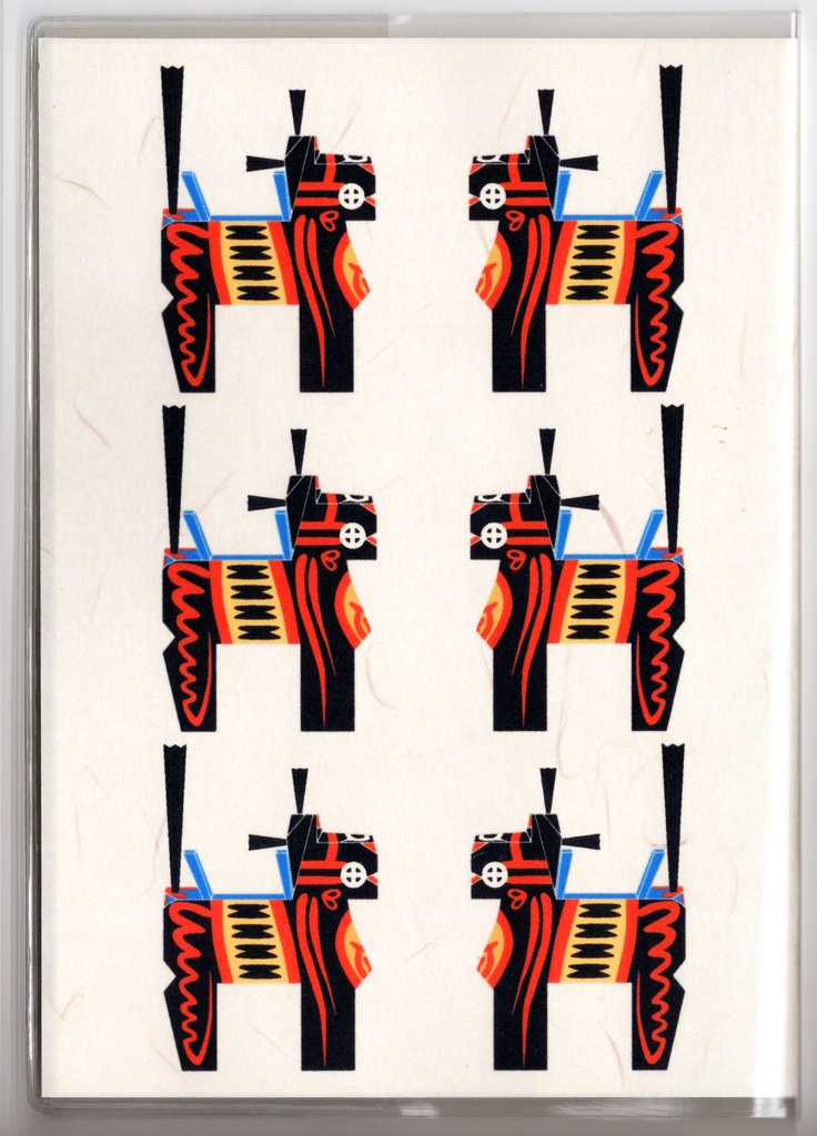 10月始まり 2026年 黒三春駒 スケジュール手帳 イラストカバー2枚 栞付き B6 全48ページ 午年 馬 十二支 民芸品