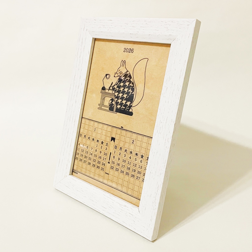 2026年 文豪暦原稿用紙 カレンダー クラフトver 狐 猫 兎 熊 雀 狸 万年筆 インク 手帳 年賀状 正月 新年 午年