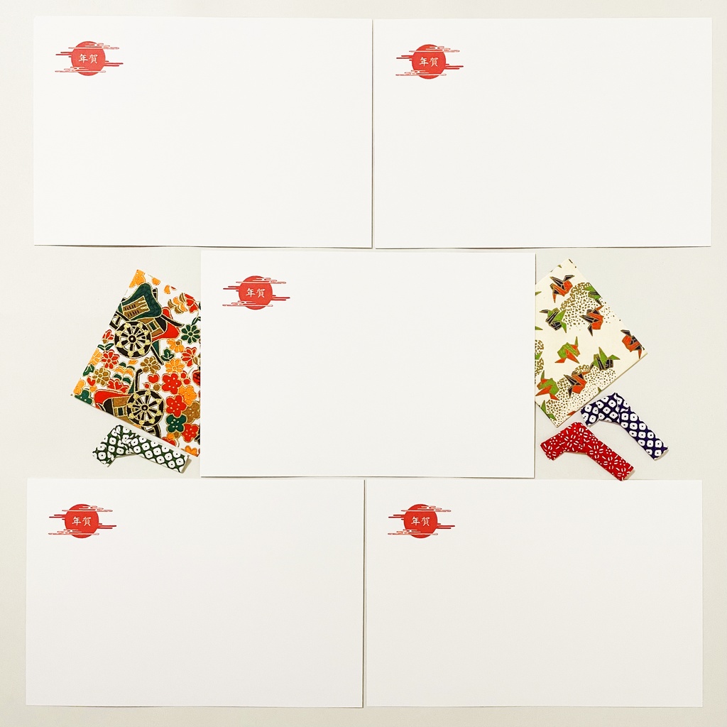 2026 餅つき兎 年賀状5枚セット お正月 新年 馬 午年 謹賀新年 賀正 迎春 日本 和 ポストカード 十二支 うさぎ
