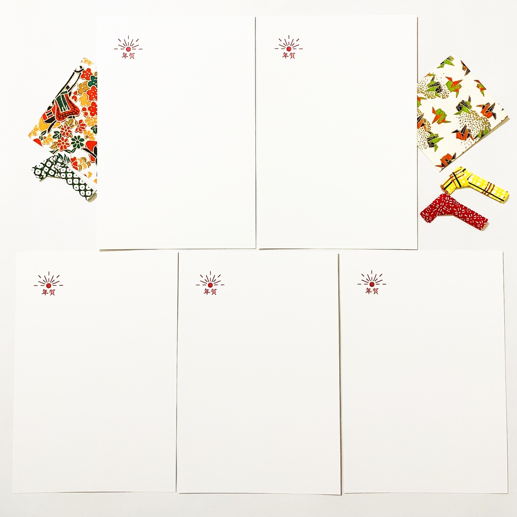 2026 日の出狛狐 年賀状5枚セット お正月 新年 馬 午年 謹賀新年 賀正 迎春 日本 和 ポストカード 十二支 狐 狐の嫁入り