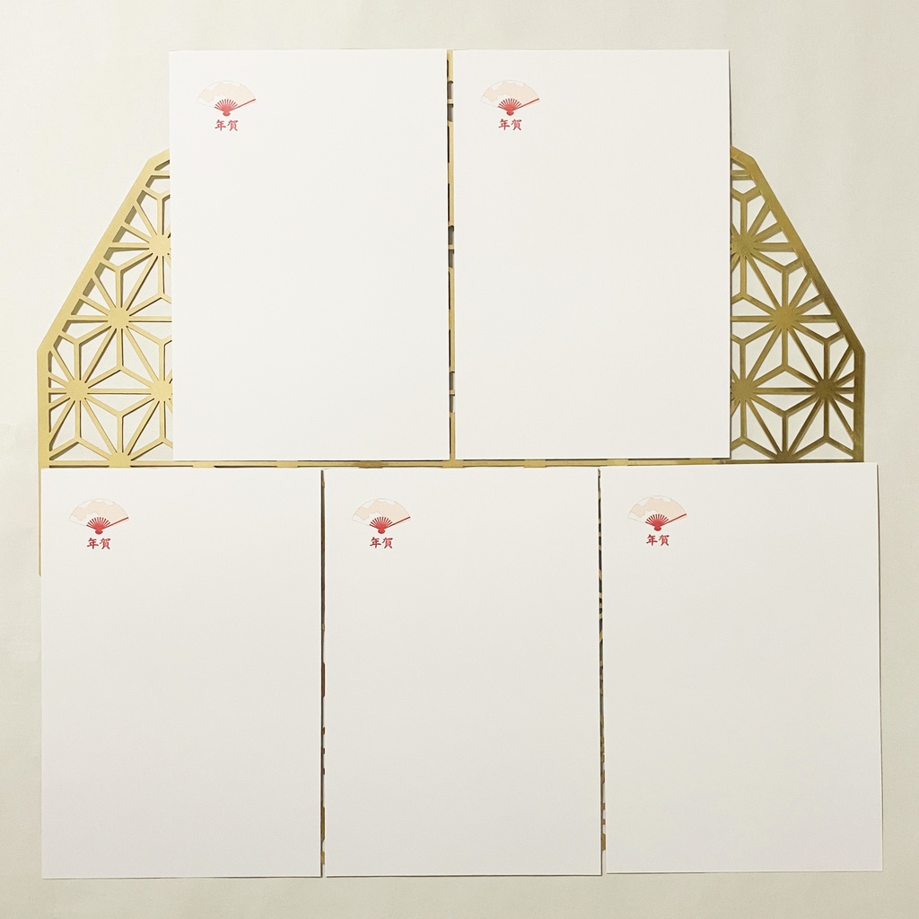 2026 迎春投扇興狐 年賀状5枚セット お正月 新年 馬 午年 謹賀新年 賀正 迎春 日本 和 ポストカード 十二支 狐 狐の嫁入り